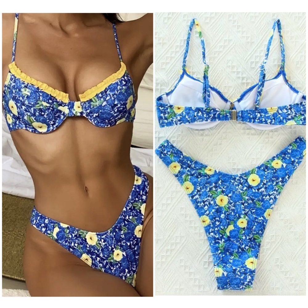 Floral Underwire High Cut Bikini Set